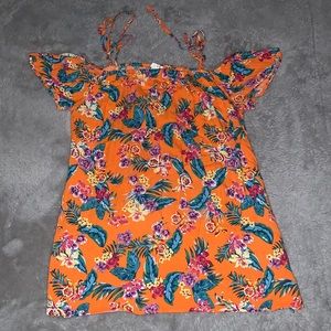 Orange Tropical flowy dress